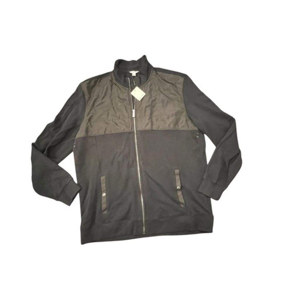 Calvin Klein Men’s Jacket Black NWT $98 Size 2XL Nylon Panel Snap Pockets Zip Up